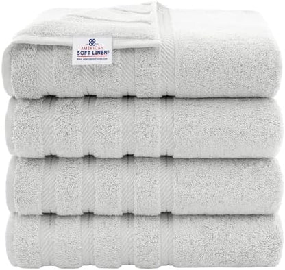 American Soft Linen 100% Cotton Luxury Turkish Towels, 4 PC Bath Towel Set