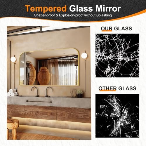 Delma 30"x50" Gold Metal Framed Bathroom Mirror for Over Sink
