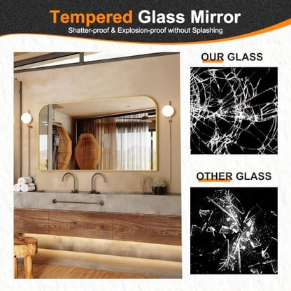 Delma 30"x50" Gold Metal Framed Bathroom Mirror for Over Sink