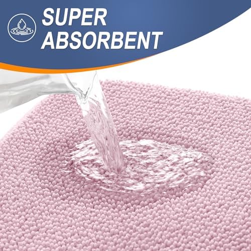 OLANLY Memory Foam Small Bathroom Rug 24x16, Absorbent Bath Mat, Dusty Rose