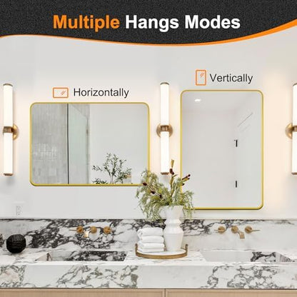 Delma Bathroom Vanity Mirror, Gold Framed Mirror for Over Sink, 30x20