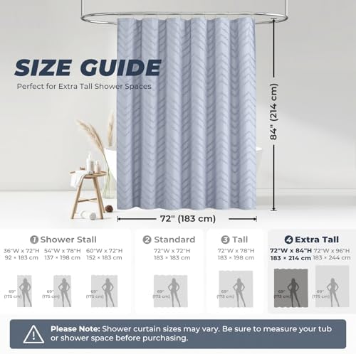 Fog Blue Boho Fabric Shower Curtain 72 x 84 Inches