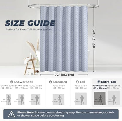 Fog Blue Boho Fabric Shower Curtain 72 x 84 Inches