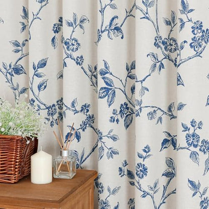 MitoVilla Extra Long Cotton Floral Shower Curtain for Bathroom,72 x 84