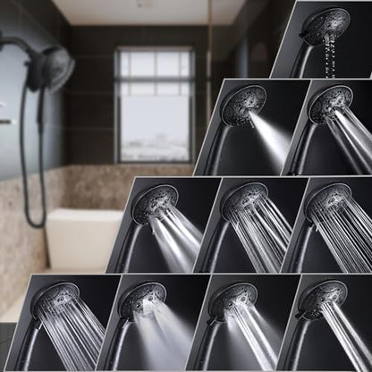 INAVAMZ 2 in 1 Shower Head with Handheld Combo High Pressure Black 1.8 GPM
