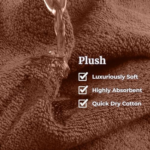 Lavish Home Bathroom Towels Set, Chocolate Brown, Set of 6