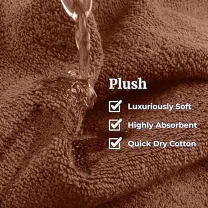 Lavish Home Bathroom Towels Set, Chocolate Brown, Set of 6