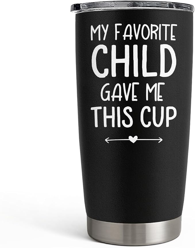 SANDJEST 20oz Insulated Stainless Steel Tumbler for Dad, Funny My Favorite Child Gave Me This Cup Travel Mug from Daughter Son, Christmas Father's Day