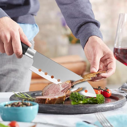Chef Knife,8.5" Professional Kitchen Knife for Cooking,Made of Stainless Steel,Ultra Sharp for Cutting food,with Ergonomic Handle,for Home & Restaurant Black