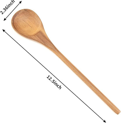 Wooden Spoons for Cooking, MZROO Wooden Spoon 12.5 Inch Long Handle Wooden Cooking Spoon Mixing spoons Tasting Spoons for Nonstick Cookware