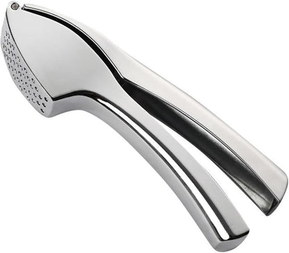 Heavy Duty Garlic Press, Zinc Alloy Garlic Crusher & Mincer, Easy Squeeze Garlic Press Tool with Ergonomic Handle, Garlic Mincer with Peeler Tube & Cleaning Brush for Kitchen Cooking