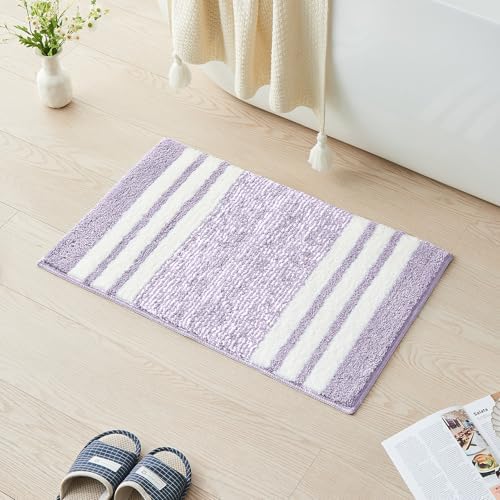 CozeCube Purple Striped 36"x24" Non Slip Washable Bath Mat