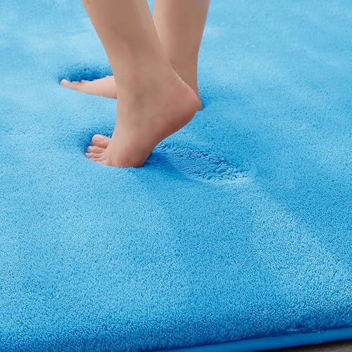 MINIDEAR Bathroom Rugs 36x24 Lake Blue - Thick Memory Foam Bath Mat, Ultra Soft & Plush Fluffy, Non-Slip, Quick Dry, Absorbent Washable Floor Microfiber Mat for Tub, Home Decor Accessories