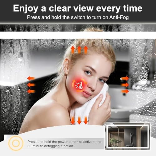 LED Bathroom Mirror with Lights, 30 x 55 Lighted Vanity Wall Mirror