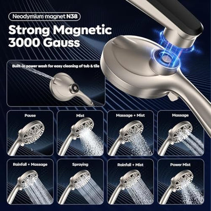 12-Inch High Pressure Rain Shower Head with Handheld Spray Combo, Magnetic