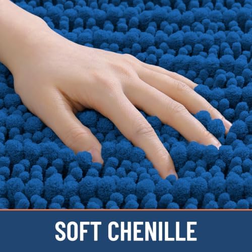 Smiry Bathroom Rugs 24X16, Extra Soft Rubber Backing Chenille Bath Mats