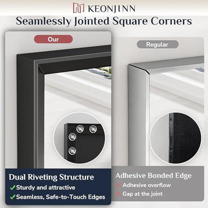 Keonjinn 16" x 24" Small Bathroom Mirrors for Over Sink, Black Metal Framed