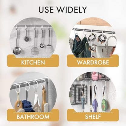 Amazer White Shower Curtain Hooks Rings, 24 Pcs Plastic Shower Curtain Rings, Plastic Shower Curtain Hooks for Bathroom Shower Rod, White Shower Hooks Rings Loops for Shower Curtain