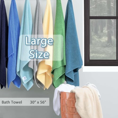 VOOVA & MOVAS Bath Towels 4PC, 100% Cotton, 30x56 in, Deep Turquoise