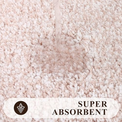 Pauwer 3 Piece Bathroom Rug Set, Non Slip Washable Bath Mat, Dusty Pink