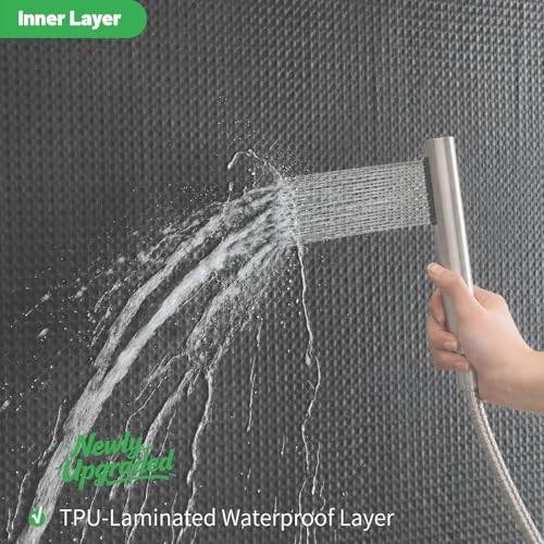 No Hook Waffle Shower Curtain, No Liner Needed, 71x74 Inch, Charcoal Grey