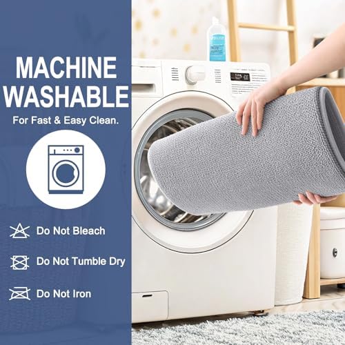 OLANLY Thick Memory Foam Large Bathroom Rug 59x35, Absorbent Bath Mat, Grey
