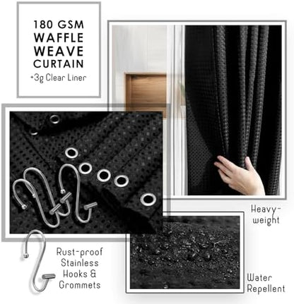 Clara Clark Black Bathroom Set, Shower Curtain Set, Bathroom Accessory Set