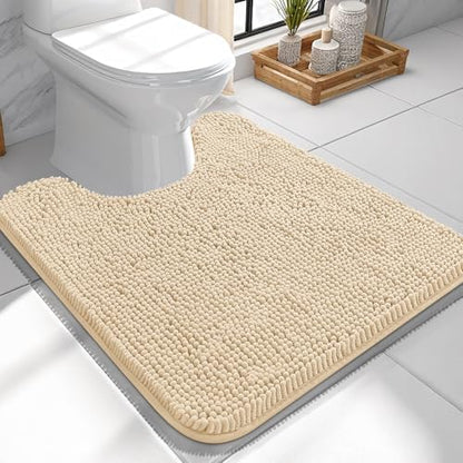 OLANLY Toilet Rugs U-Shaped 24x24, Soft Absorbent Chenille Contour Rugs