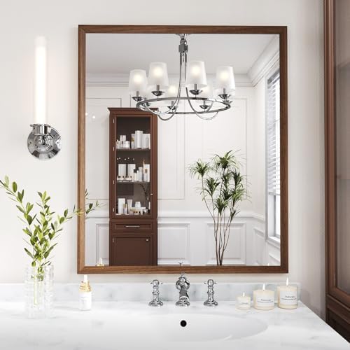 WEER Walnut Bathroom Vanity Mirror 36X30 Inch