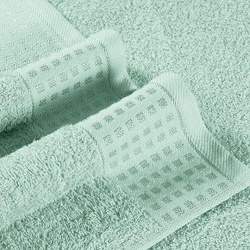 GLAMBURG 100% Cotton 2 Pack Oversized Bath Towel Set 28x55 Inches, Ultra Soft Highly Absorbant Compact Quickdry & Lightweight Large Bath Towels, Ideal for Gym Travel Camp Pool - Sea Green