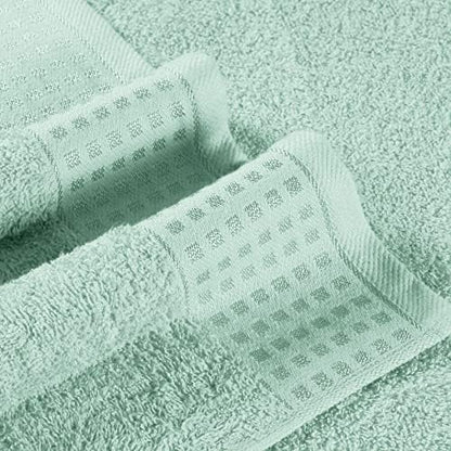 GLAMBURG 100% Cotton 2 Pack Oversized Bath Towel Set 28x55 Inches, Ultra Soft Highly Absorbant Compact Quickdry & Lightweight Large Bath Towels, Ideal for Gym Travel Camp Pool - Sea Green