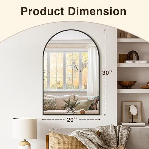 Arched Bathroom Vanity Mirror for Over Sink, 2 Pack 30”x20”, Black