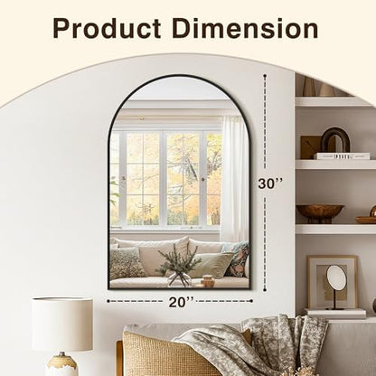Arched Bathroom Vanity Mirror for Over Sink, 2 Pack 30”x20”, Black