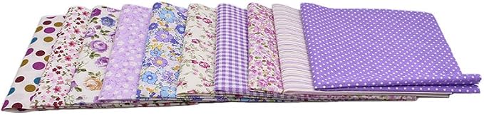 10pcs 12 x 12 inches (30cmx30cm) Print Purple Series Fabric Bundle Squares Patchwork DIY Sewing Scrapbooking Quilting Pattern Artcraft