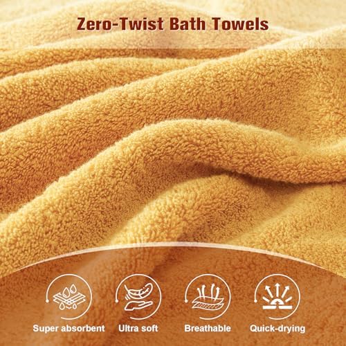 COZYART Bath Towel Set 6 PCS, Luxury Gold 100% Turkish Cotton 650GSM Soft