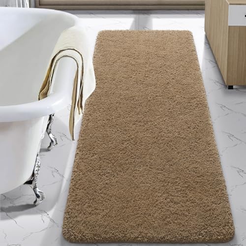 LOCHAS Bathroom Rug Runner 24x60 Inch, Bath Rugs Non Slip, Light Brown