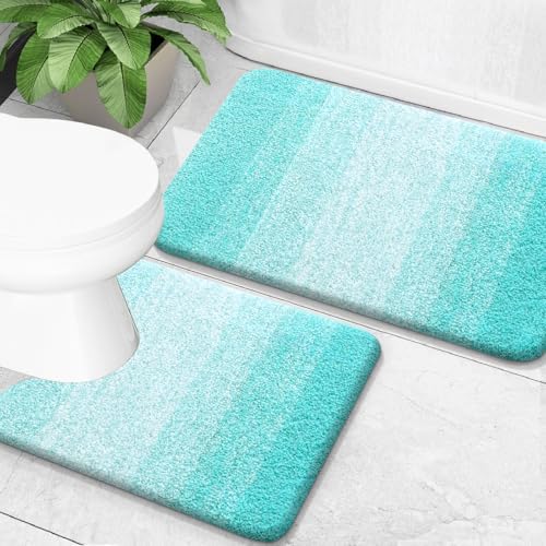 OLANLY Micorfiber Bathroom Rug Set 2 Piece, 30"x20"+U-Shaped 24"x20"