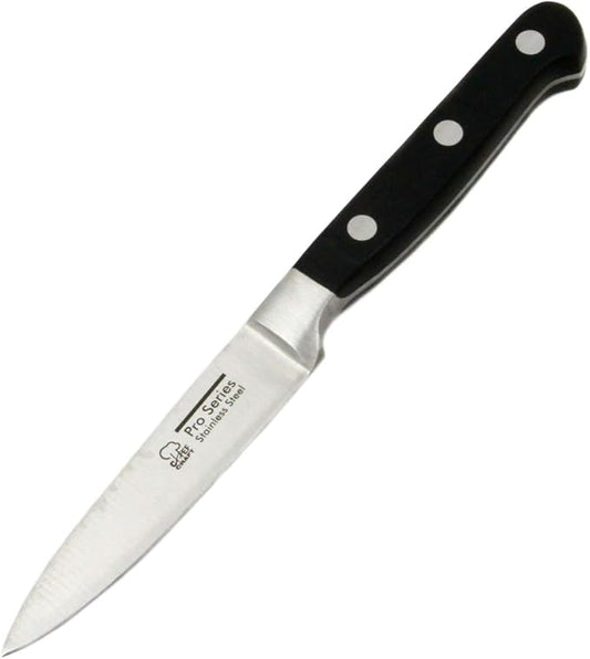 Chef Craft Pro Series Paring Knife, 4 inch blade 8 inches in length, Stainless Steel/Black