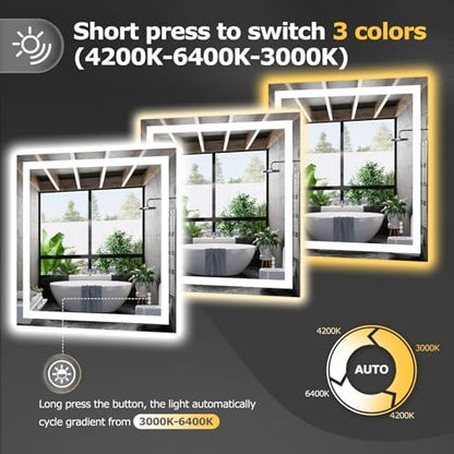 Hivone 36"X36" LED Bathroom Mirror with Lights, UL Listed