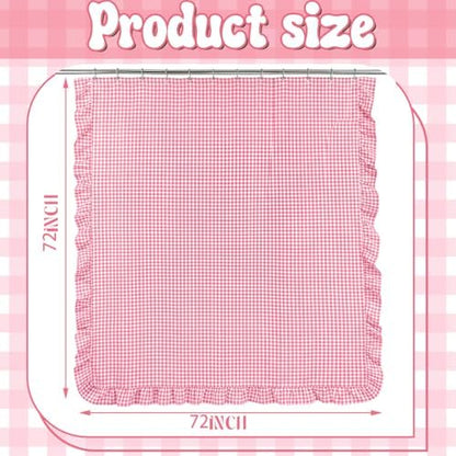 HunnmingRe Ruffled Gingham Shower Curtain Pink