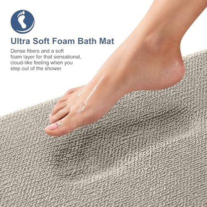 OLANLY Thick Memory Foam Bathroom Rug 36x24, Absorbent Bath Mat, Warm Taupe