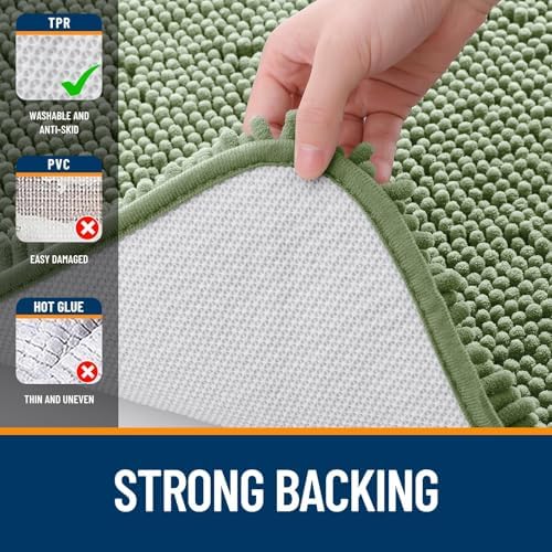 OLANLY Toilet Rugs U-Shaped 24x24, Soft Absorbent Chenille Contour Rugs