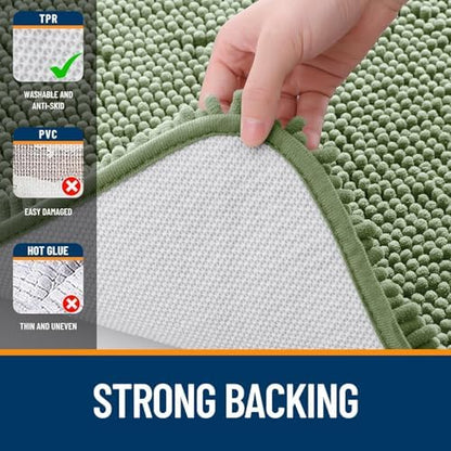 OLANLY Toilet Rugs U-Shaped 24x24, Soft Absorbent Chenille Contour Rugs