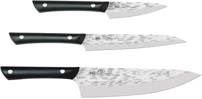 Kai PRO 3 Piece Starter Set, Includes 8" Chef, 3.5" Paring & 6" Utility Knives, Hand Sharpened Knife Set, Japanese AUS6M Stainless Steel Blades, Full-Tang POM Handles, NSF Certified