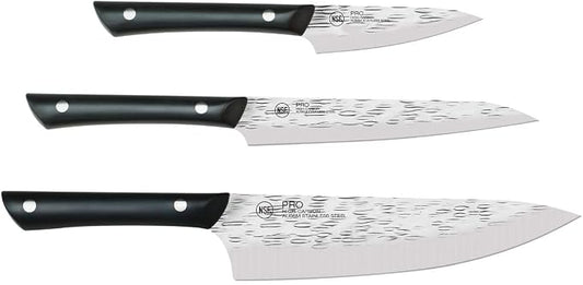 Kai PRO 3 Piece Starter Set, Includes 8" Chef, 3.5" Paring & 6" Utility Knives, Hand Sharpened Knife Set, Japanese AUS6M Stainless Steel Blades, Full-Tang POM Handles, NSF Certified