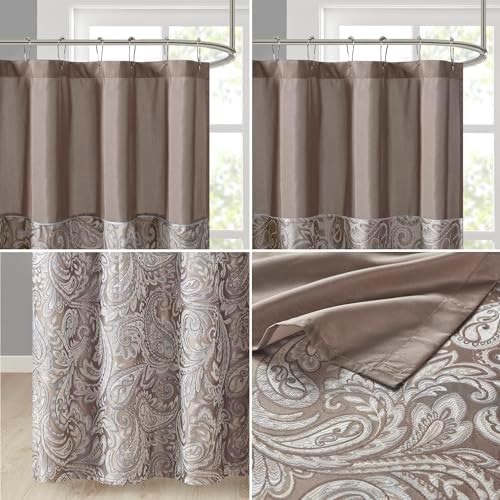 Madison Park Aubrey Shower Curtain for Bathroom, 72 x 72, Blue/Brown