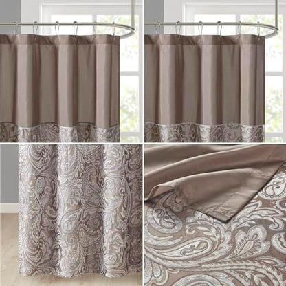 Madison Park Aubrey Shower Curtain for Bathroom, 72 x 72, Blue/Brown