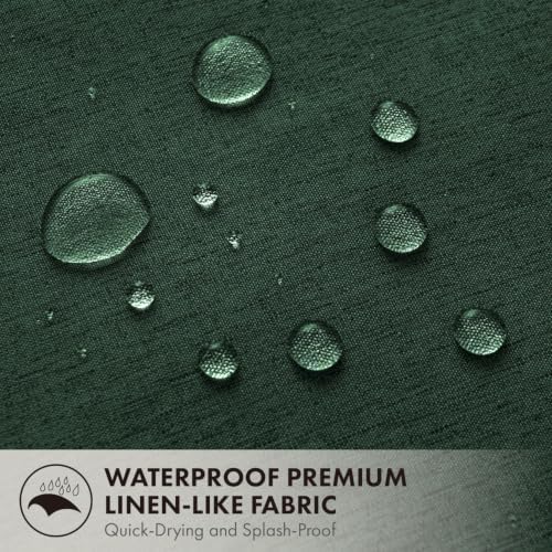ANRODUO Dark Green Scalloped Linen Textured Shower Curtain, W72 x L72