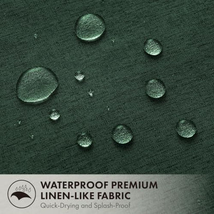 ANRODUO Dark Green Scalloped Linen Textured Shower Curtain, W72 x L72