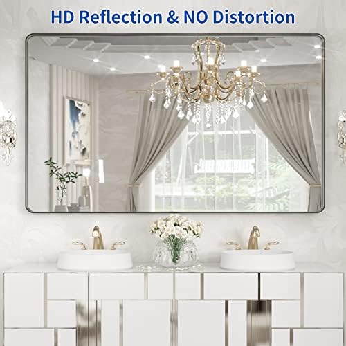 WEER Black Bathroom Vanity Mirror 60X36 Inch